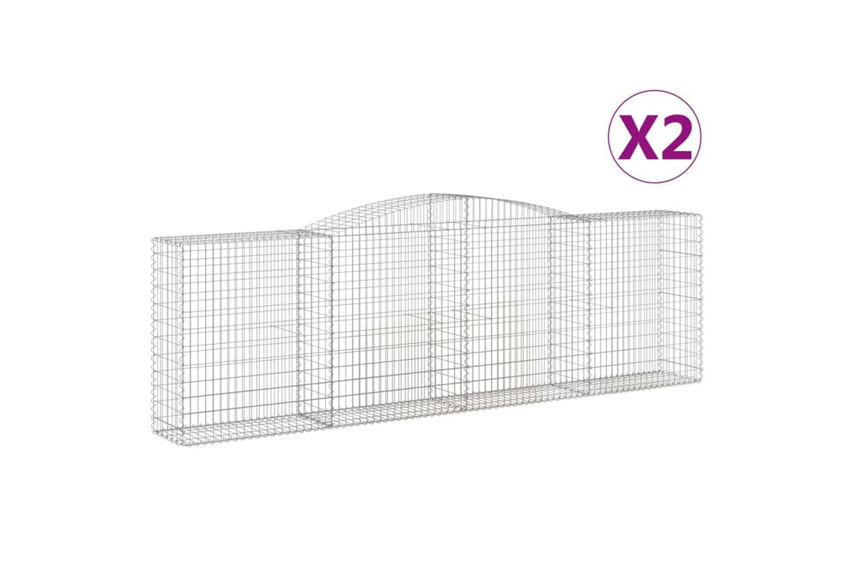 vidaXL 3147009 Arched Gabion Baskets 2 Pcs 400x50x120/140cm Galvanised Iron