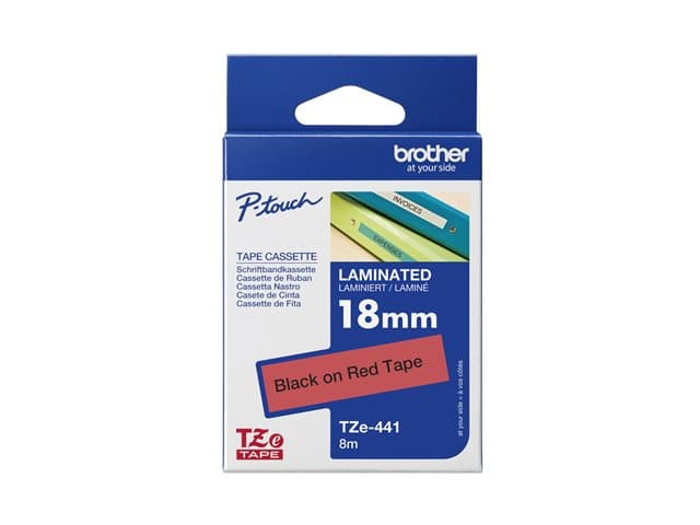 BROTHER - TZE-441 LAMINATED TAPE 18MM 8M BLACK ON RED