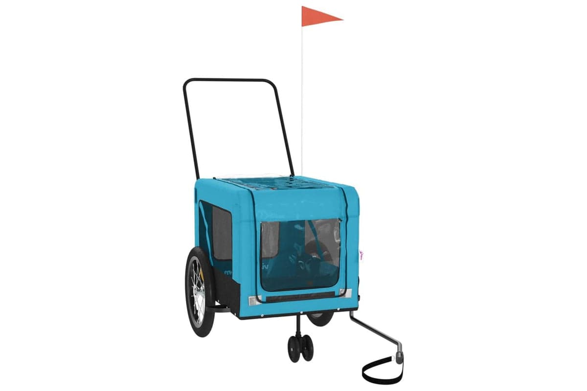 Vidaxl Pet Bike Trailer Blue And Black Oxford Fabric And Iron