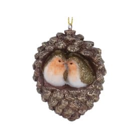 Robins In Pinecone Resin Tree Decoration