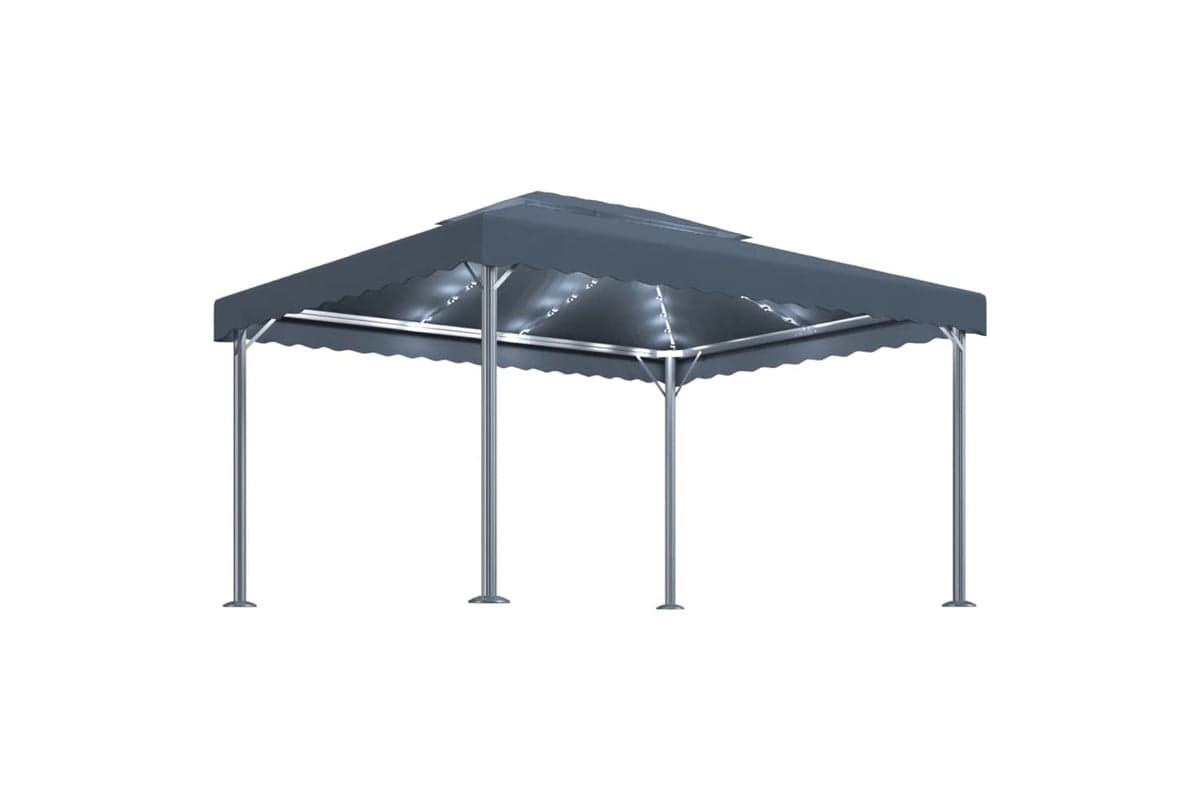 Vidaxl 3070352 Gazebo With Led String Lights 400x300 Cm Anthracite Aluminium