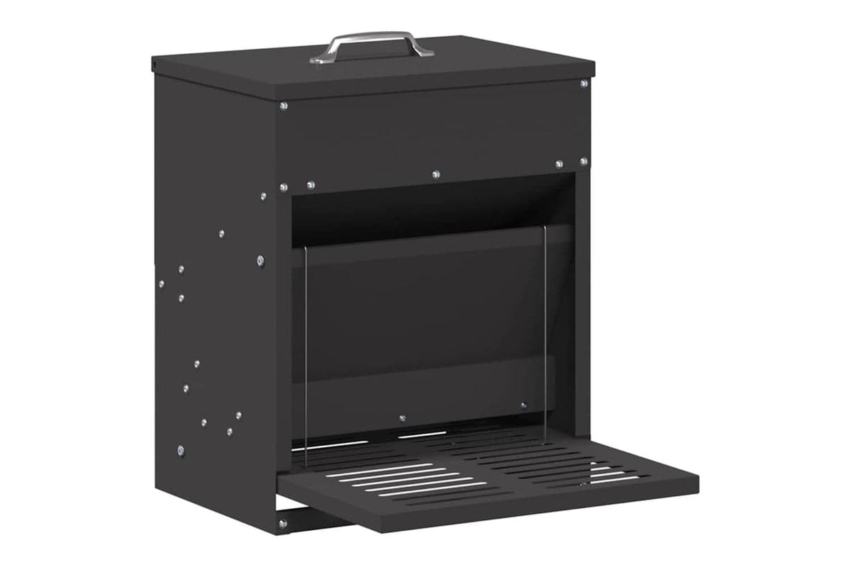 Vidaxl Chicken Treadle Feeder Black 33 X 42 X 40 Cm Cold-rolled Steel