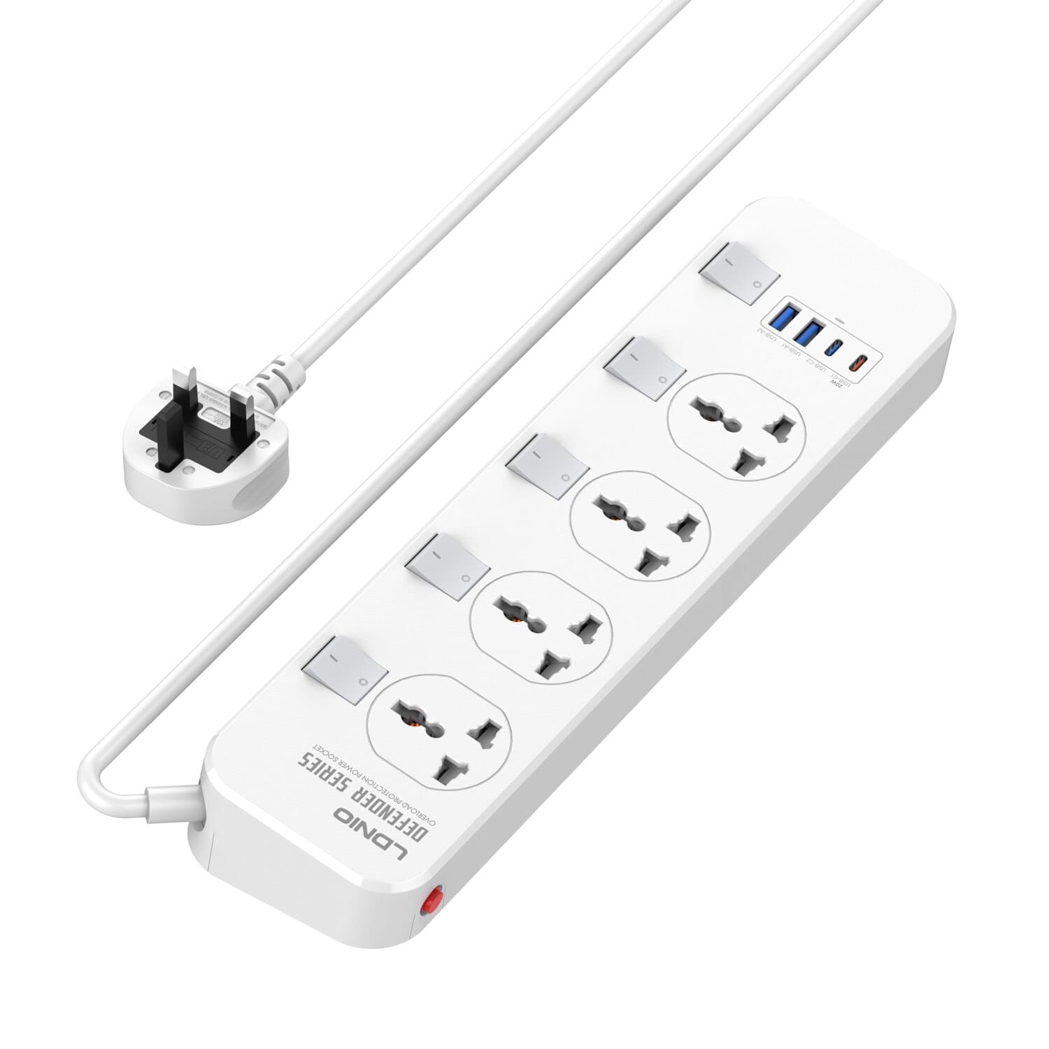 LDNIO 4gang Extension Socket With 4 Auto-id Usb Por...