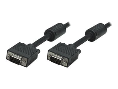 MANHATTAN - VGA Monitor Cable (with Ferrite Cores), 10m, Black, Male to Male, HD15, Cable of higher SVGA Specification (fully compatible), Shielding with Ferrite Cores helps minimise EMI interference for improved video transmission,