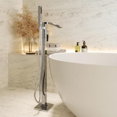 Chrome Freestanding Bath Shower Mixer Tap - Wave
