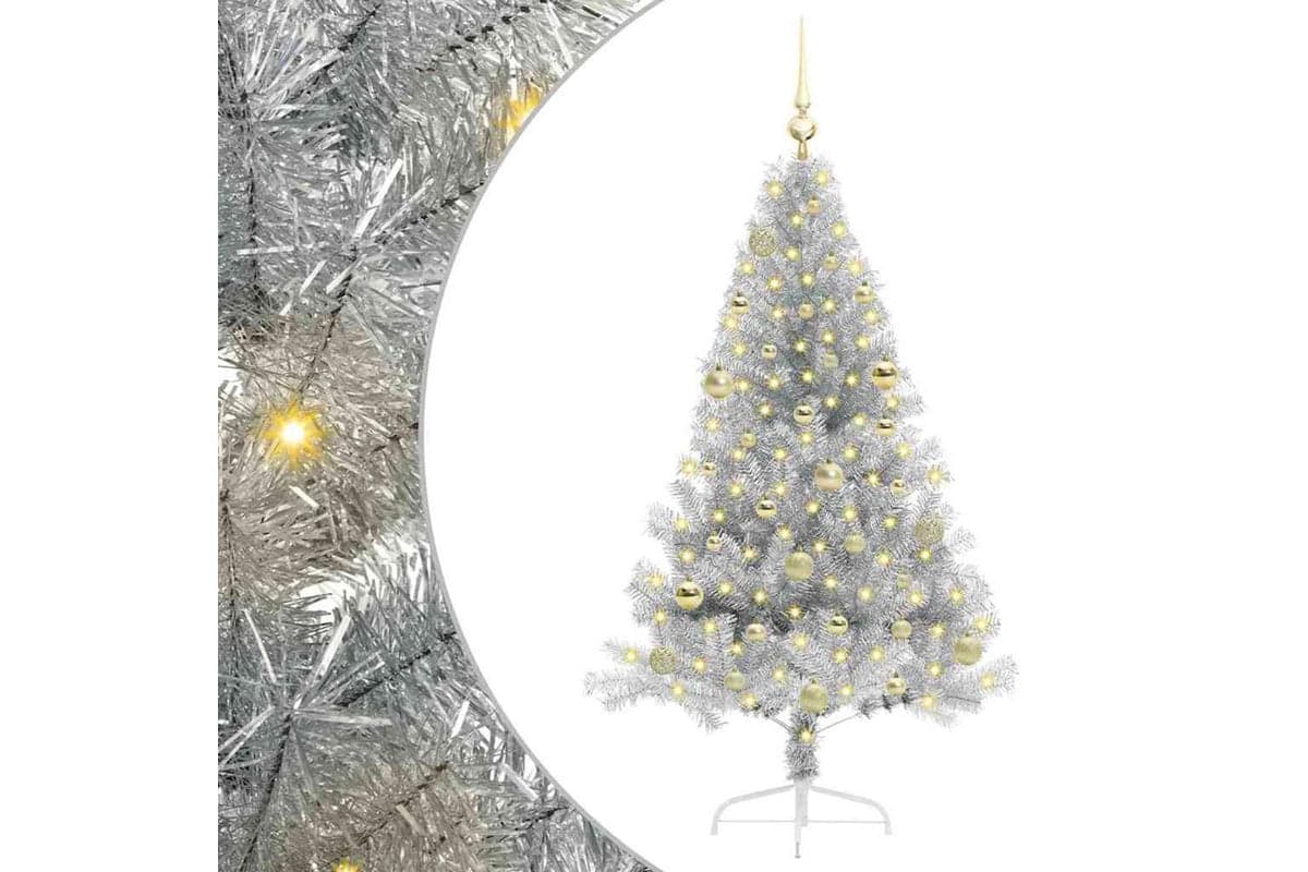 Vidaxl Artificial Pre-lit Christmas Tree Silver 150 Cm Pet