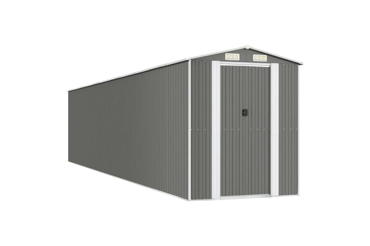 vidaXL 3147447 Garden Shed Light Grey 192x938x223cm Galvanised Steel