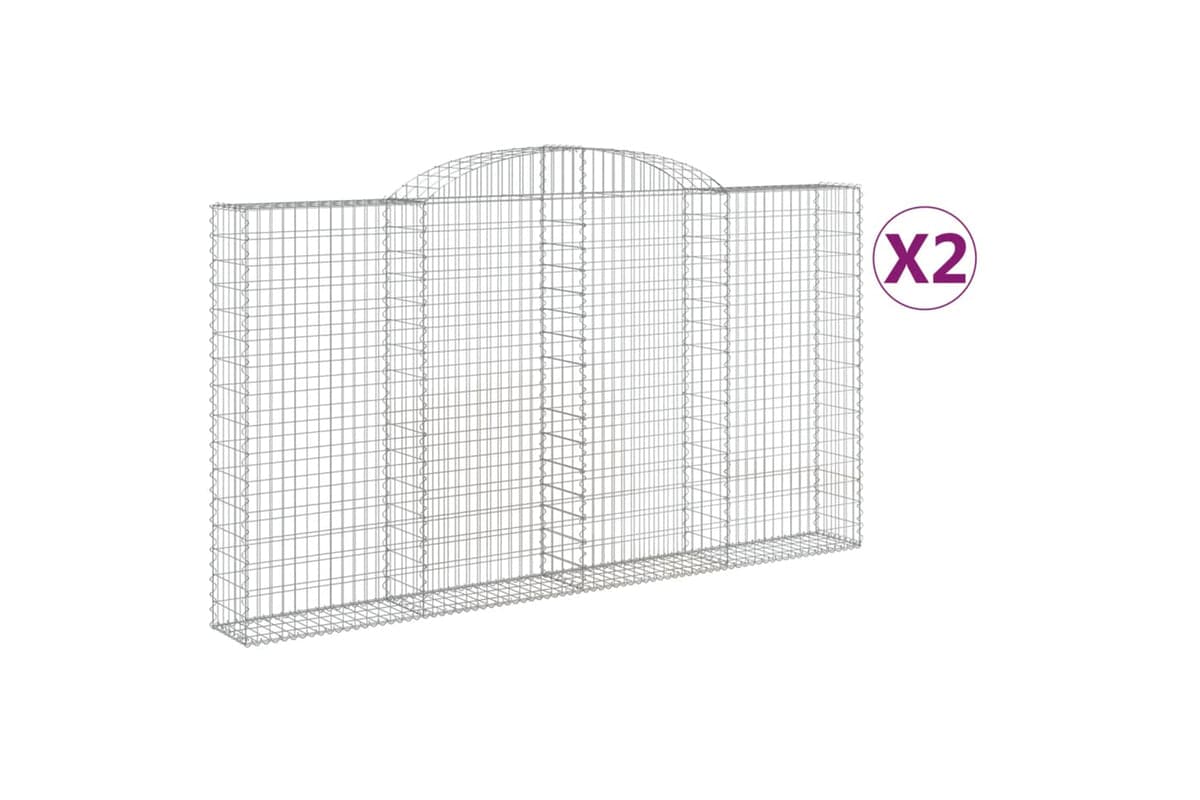 vidaXL 3146575 Arched Gabion Baskets 2 Pcs 300x30x160/180cm Galvanised Iron