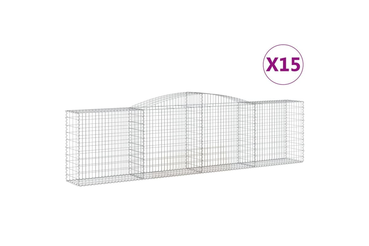 vidaXL 3147005 Arched Gabion Baskets 15 Pcs 400x50x100/120cm Galvanised Iron