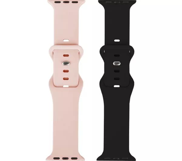 SANDSTROM Apple Watch 38-42 mm (Series 10/11) Silicone Strap - Set of 2, Pink & Black