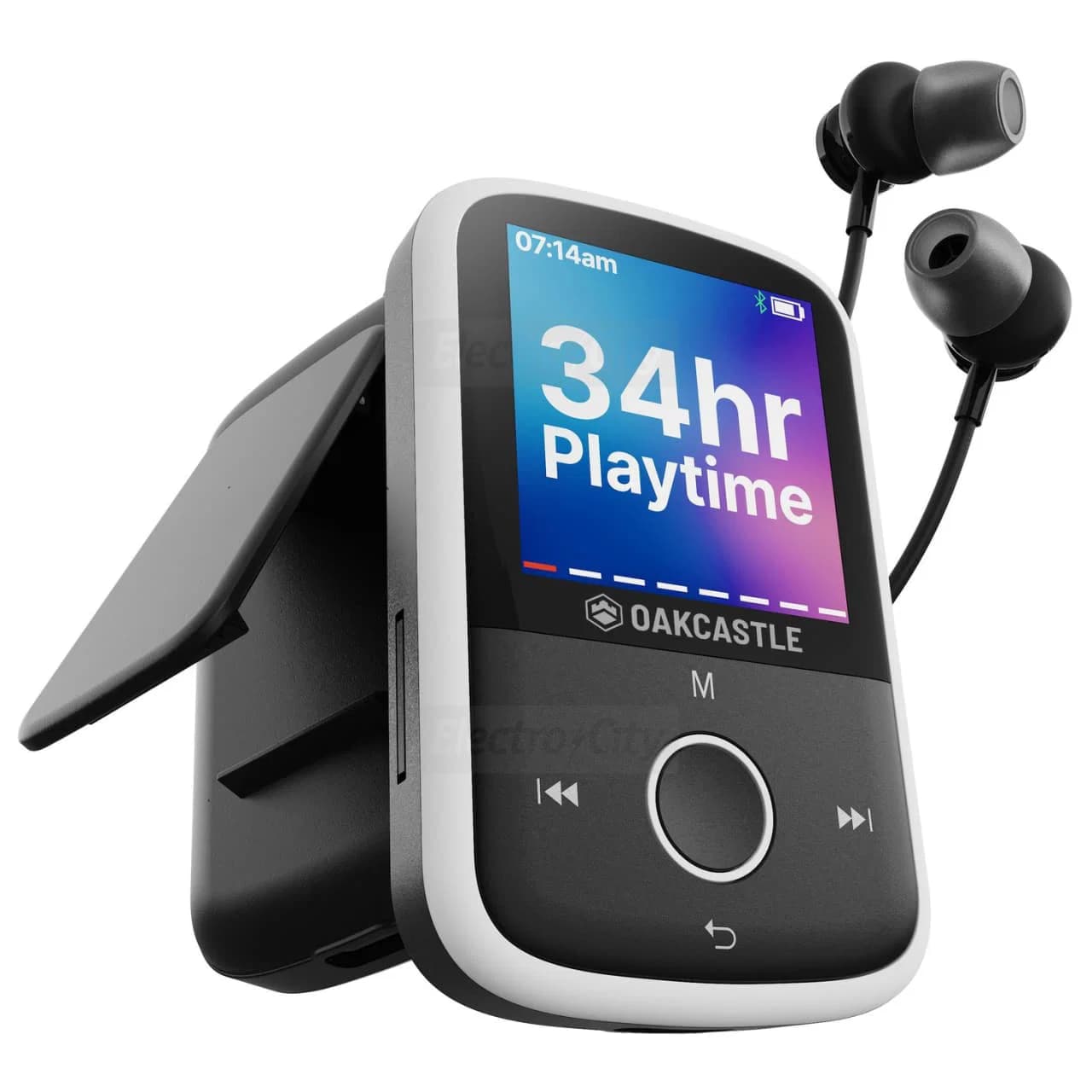 Oakcastle MP250 Pocket 16GB Bluetooth MP3 Player | Black & White