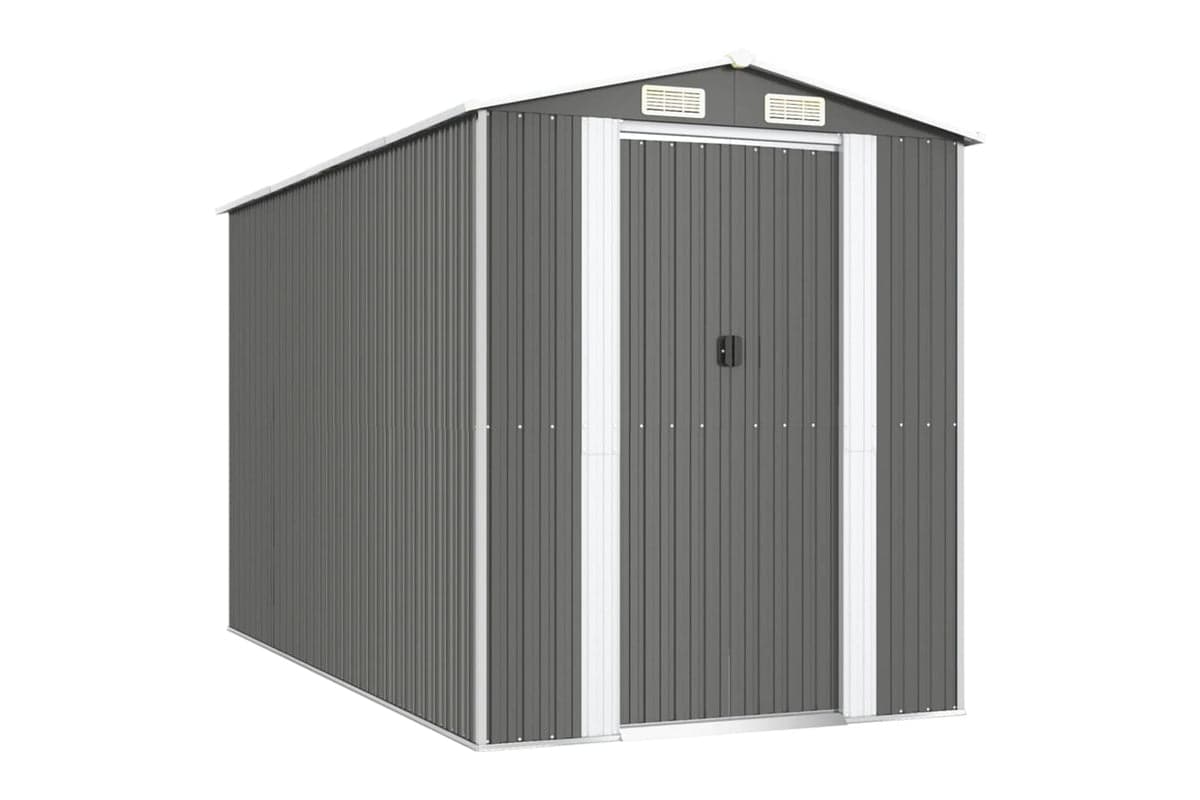 vidaXL 3147440 Garden Shed Light Grey 192x357x223cm Galvanised Steel