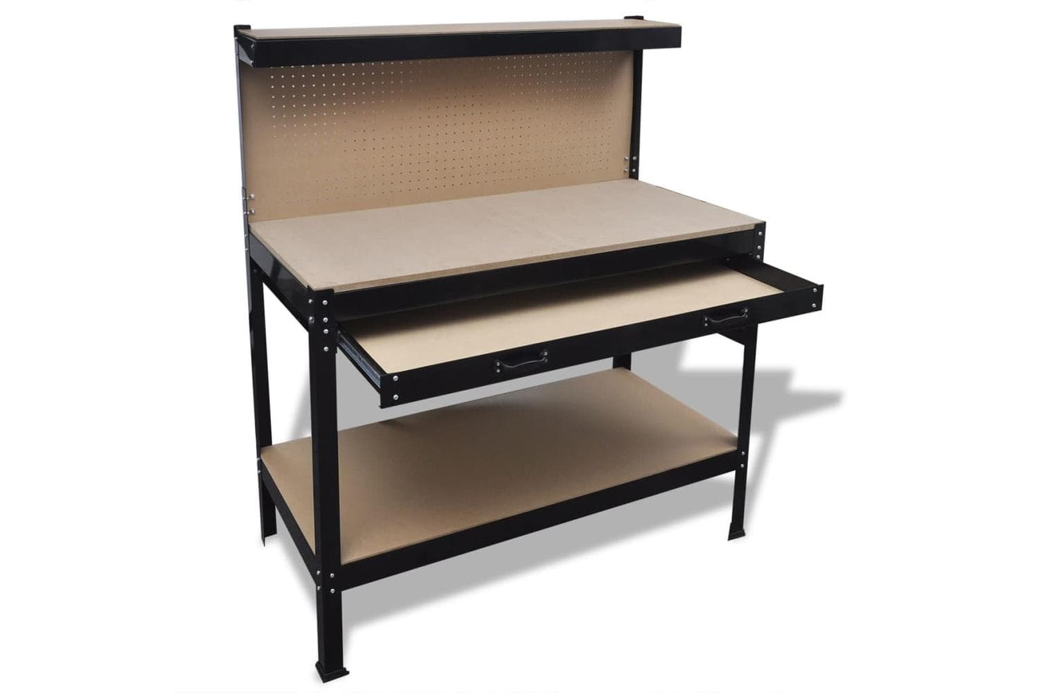 Vidaxl 141769 Workbench With Pegboard And Drawer