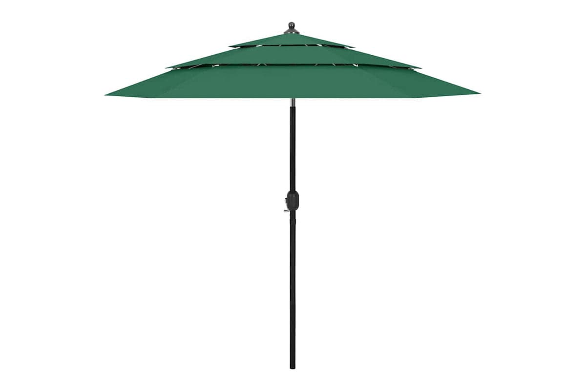 Vidaxl 313861 3-tier Parasol With Aluminium Pole Green 2.5 M