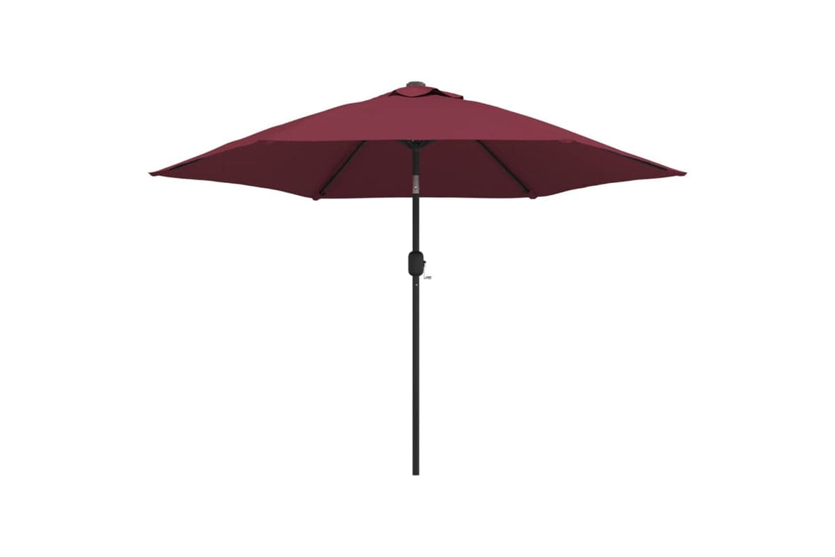 vidaXL 313756 Outdoor Parasol With Led Lights And Steel Pole 300cm Bordeaux Red