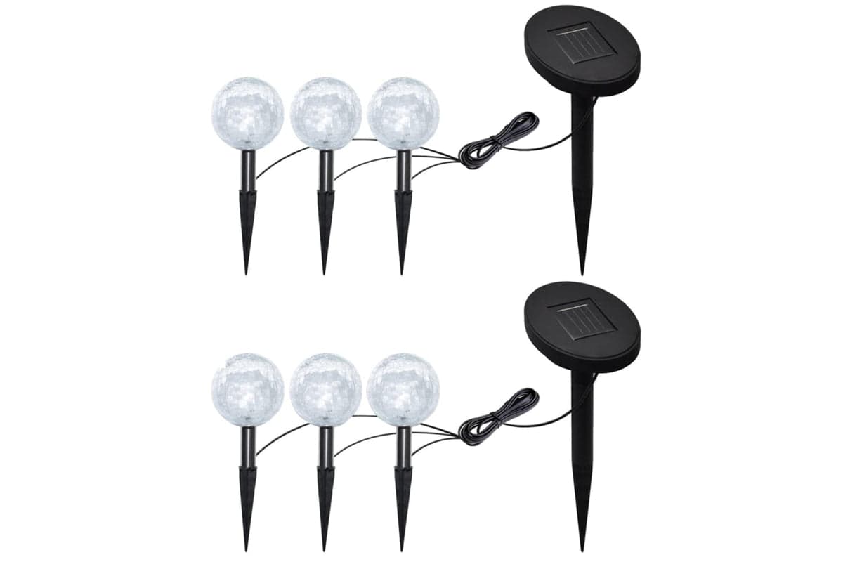 Vidaxl 277121 Garden Lights 6 Pcs Led With Spike Anchors & Solar Panels