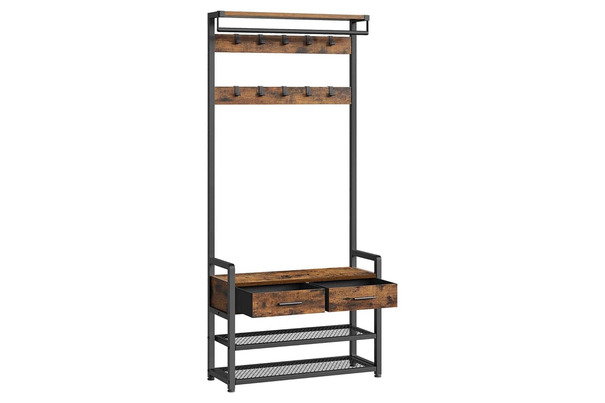 Vasagle Hall Tree | Hallway Storage Unit | Particleboard And Steel | 80.4 X 30 X 181.6 Cm