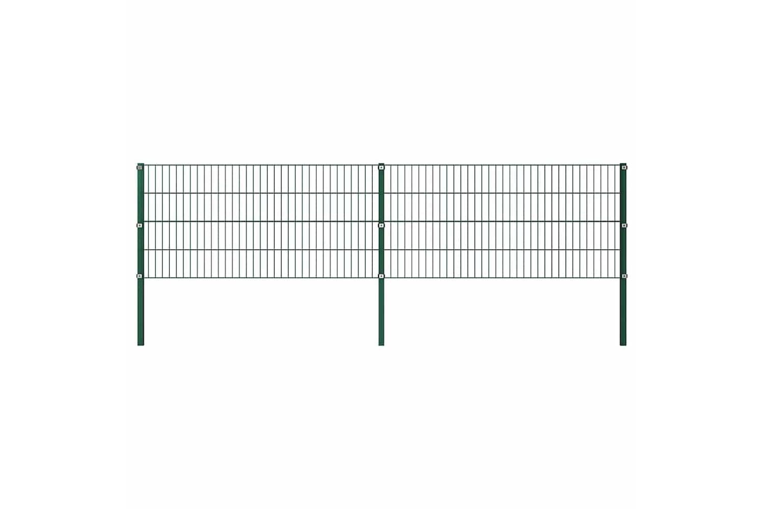 Vidaxl 278605 Fence Panel With Posts Iron 3.4x0.8 M Green