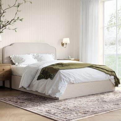 Cream - Ottoman Storage Bed with Scalloped Headboard - Siena