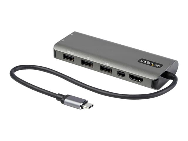 STARTECH.COM - Startech USB C Multiport Adapter, USB-C to HDMI or Mini DisplayPort 4K 60Hz, 100W Power Delivery Pass-Through, 4-Port 10Gbps USB Hub, USB Type-C Mini Dock, 12"/30cm Long Attached Cable - Works w/ Thunderbolt 3 (DKT31CMDPHPD)