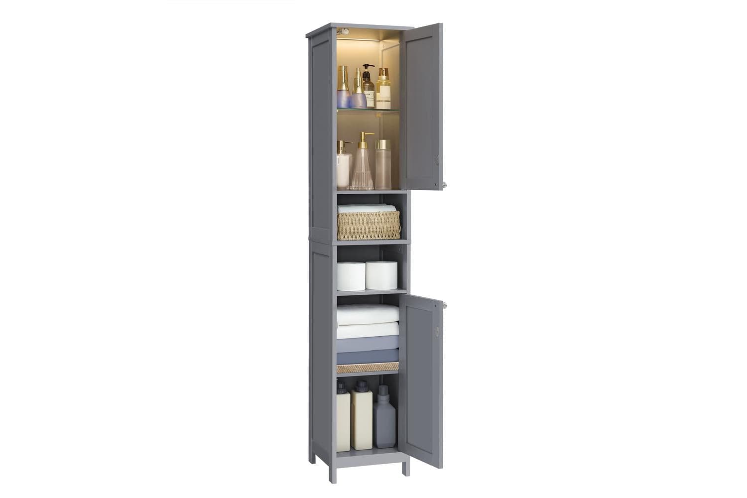 Vasagle Bathroom Cabinet With Lighting Tall Slim Storage Cabinet