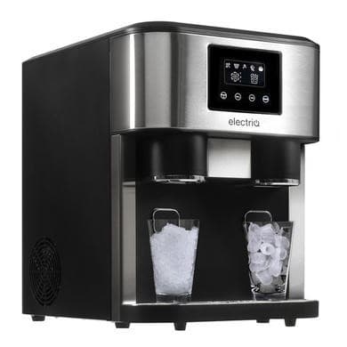 Refurbished electriQ eiqicecm Counter Top Ice Maker With Ice Crusher and Water Dispenser Stainless Steel