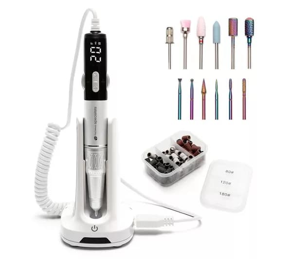 RIO NAES Electric Nail File & Drill Bit Set - Silver