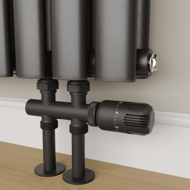 Elego Matte Black Modern TRV H Block Thermostatic Radiator Valves