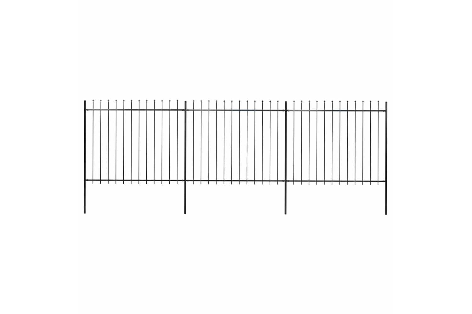 Vidaxl 277631 Garden Fence With Spear Top Steel 5.1x1.5 M Black