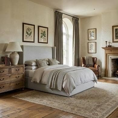 Grey - End-Lift Ottoman Bed with Winged Headboard - Loxley