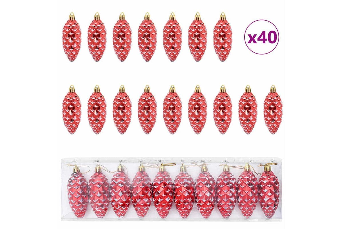 Vidaxl Christmas Pine Cone Ball 40 Pcs Red