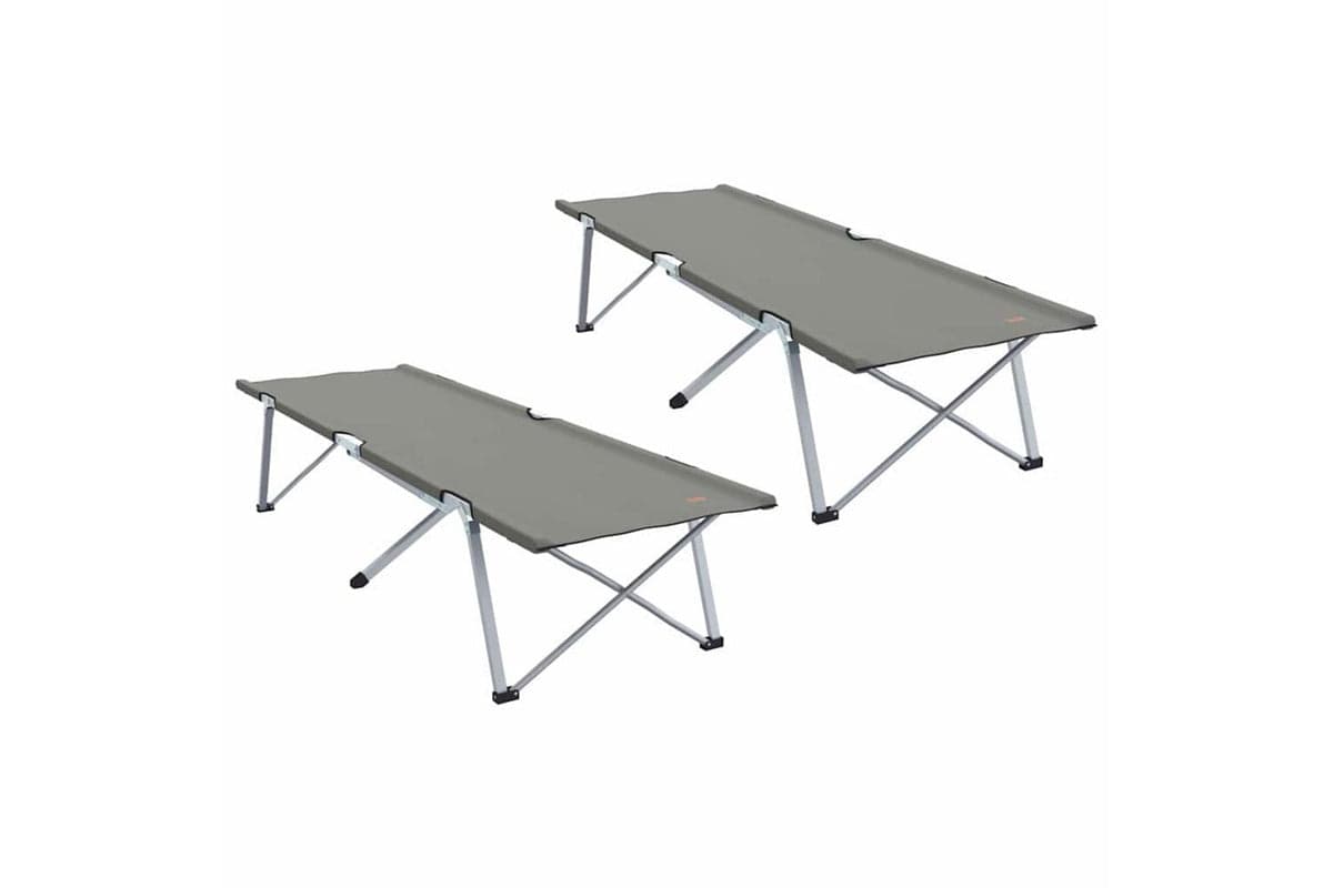 Vidaxl Folding Camping Bed Folding 2 Pcs Grey 194 X 62.5 X 42.5 Cm