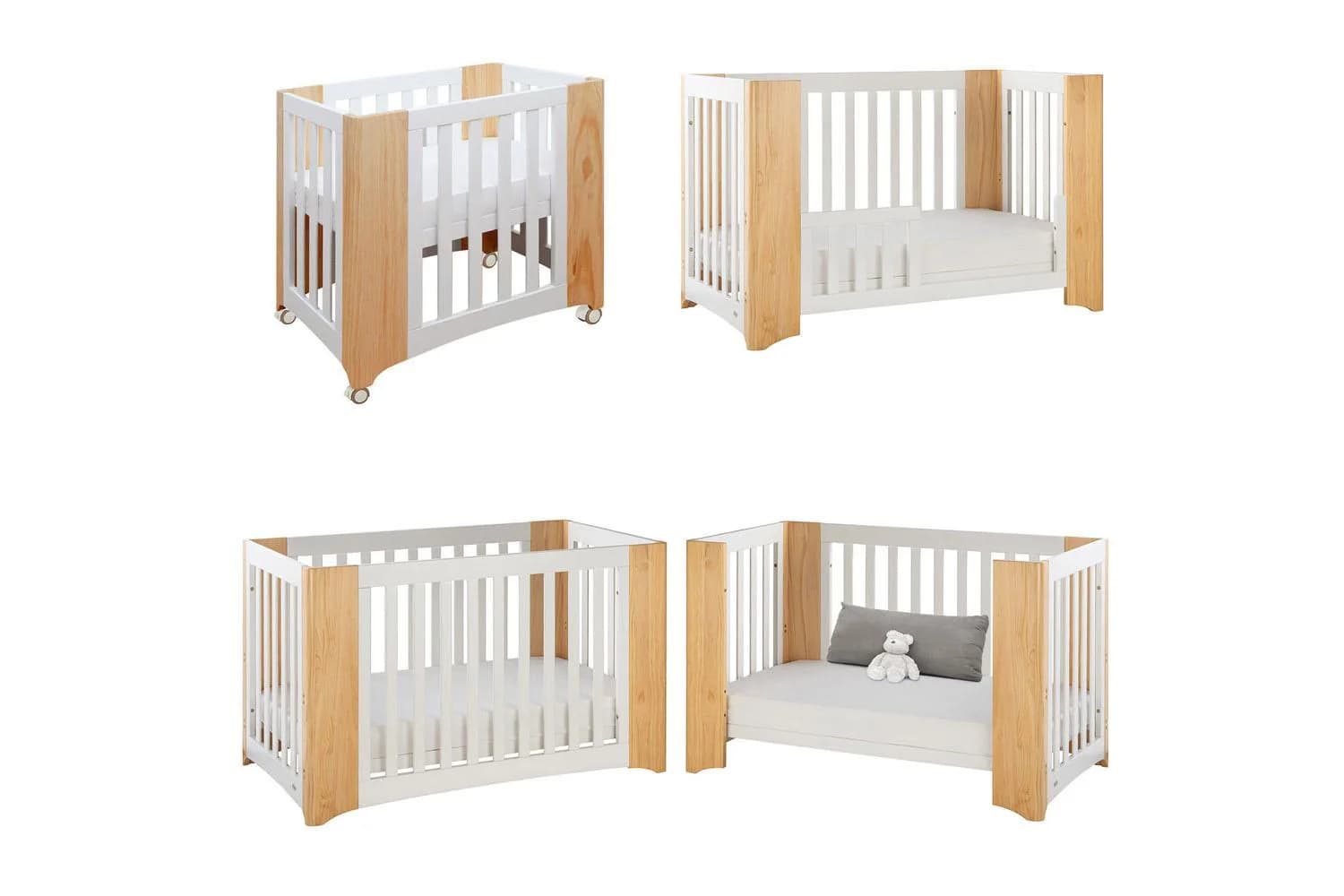 Cocoon Evoluer 4 in 1 Crib, Cot Bed, Toddler Bed & Sofa | White & Natural