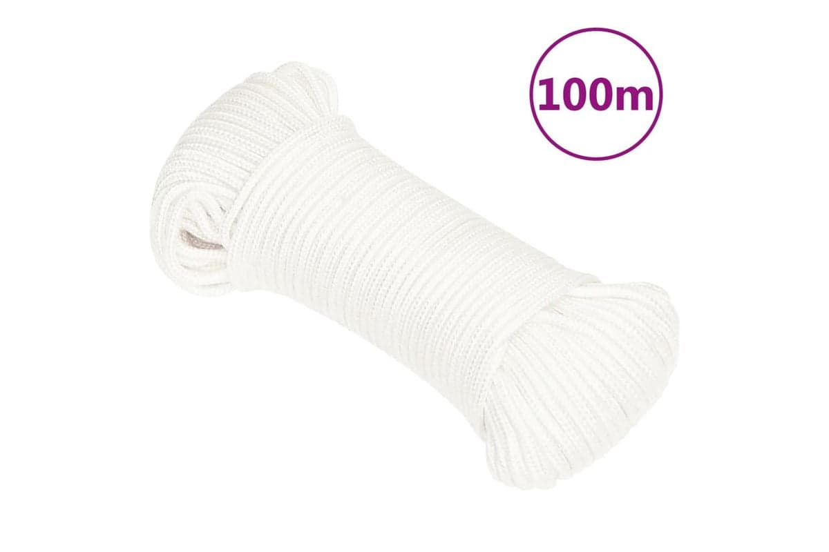 vidaXL 152541 Boat Rope Full White 4mm 100 M Polypropylene
