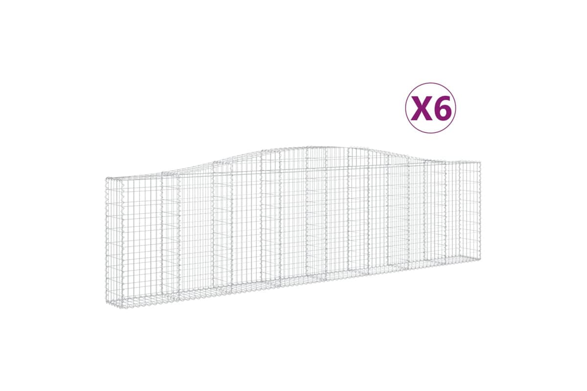 vidaXL 3145830 Arched Gabion Baskets 6 Pcs 400x30x100/120cm Galvanised Iron
