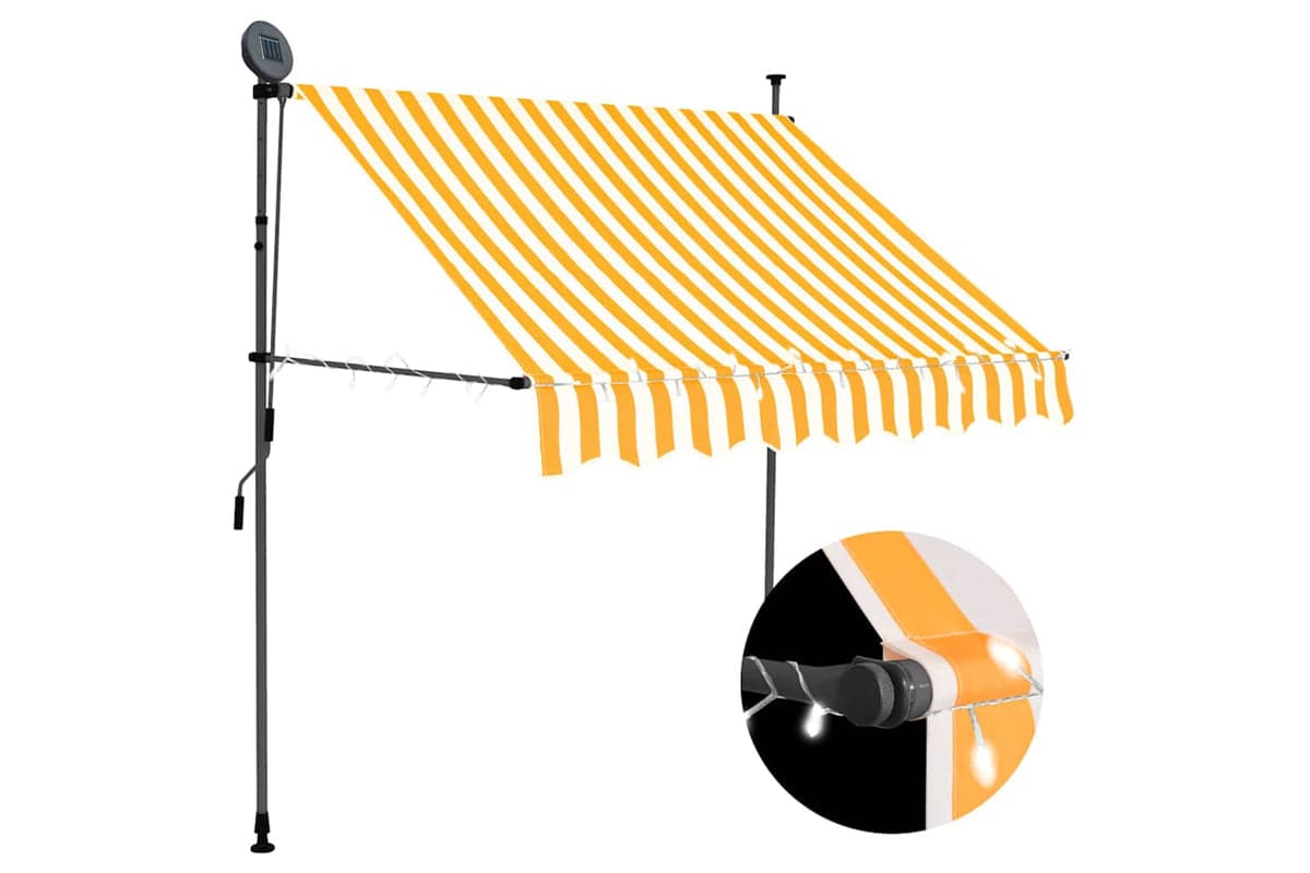 vidaXL 145855 Manual Retractable Awning With Led 100cm White And Orange