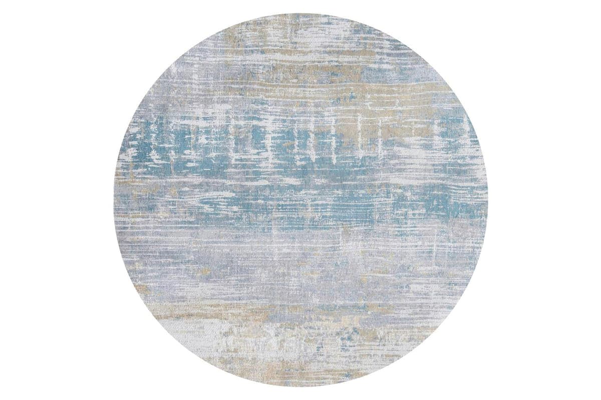 Louis De Poortere | Streaks Eco Round Rug | Long Island Blue | 140 x 140 cm