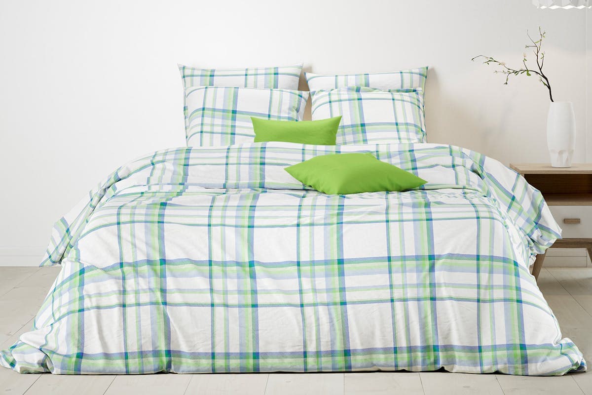 Mistral Home | Madras Duvet Cover Set | Green/Blue | Super King