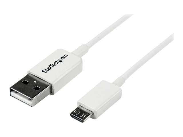 STARTECH.COM - StarTech 2m White Micro USB Cable Cord - A to Micro B - Micro USB Charging Data Cable - USB 2.0 - 1x USB A Male, 1x USB Micro B Male (USBPAUB2MW) - USB cable - Micro-USB Type B to USB - 2 m