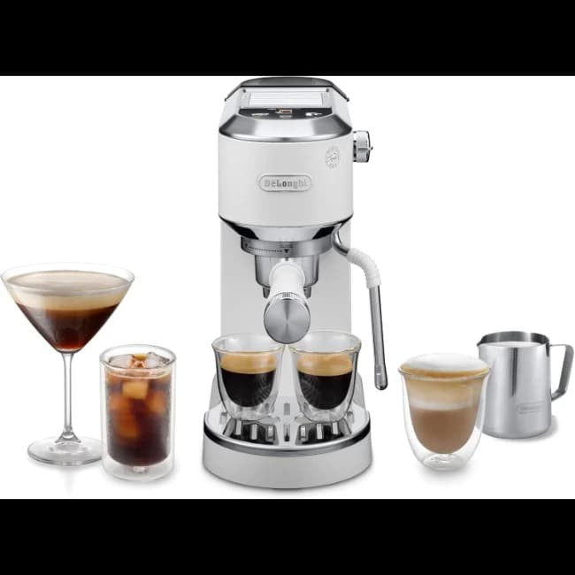 De'Longhi Dedica Duo with Advanced Milk Steam Wand & Cold Brew Option - White
