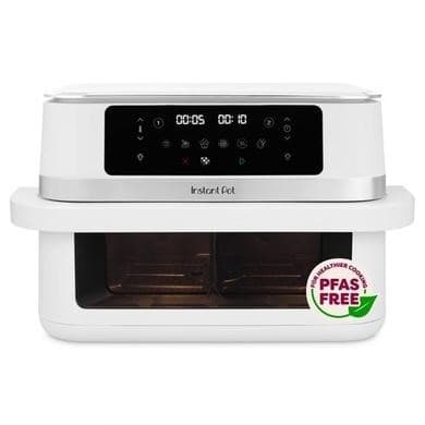 Instant Pot Vortex VersaZone 12L Air Fryer PFAS Free Large Twin 6L Baskets 8-in-1 Dehydrate Grill Bake Roast Reheat Easy Clean Dishwasher Safe White