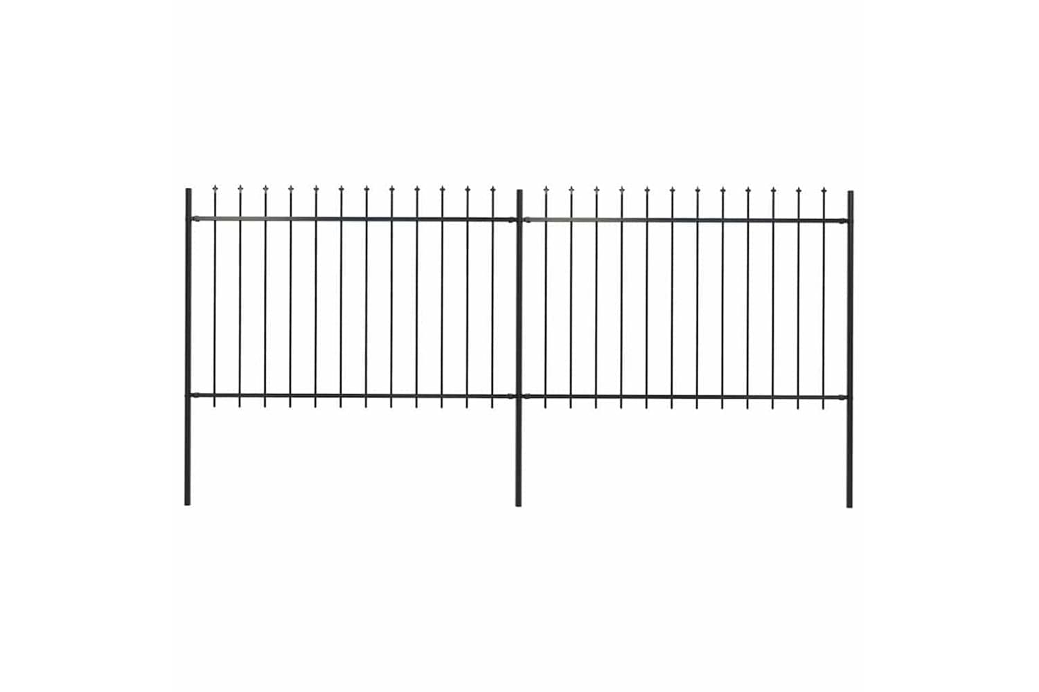 Vidaxl 277621 Garden Fence With Spear Top Steel 3.4x1.2 M Black