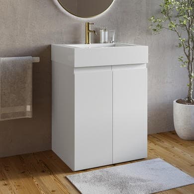 600mm White Freestanding Vanity Unit with Basin - Panama