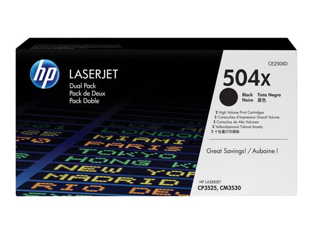HP - 504X - 2-pack - High Yield - black - original - LaserJet - toner cartridge (CE250XD)