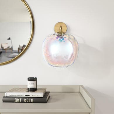 Iridescent Dimpled Smoked Glass Wall Light - Avellino