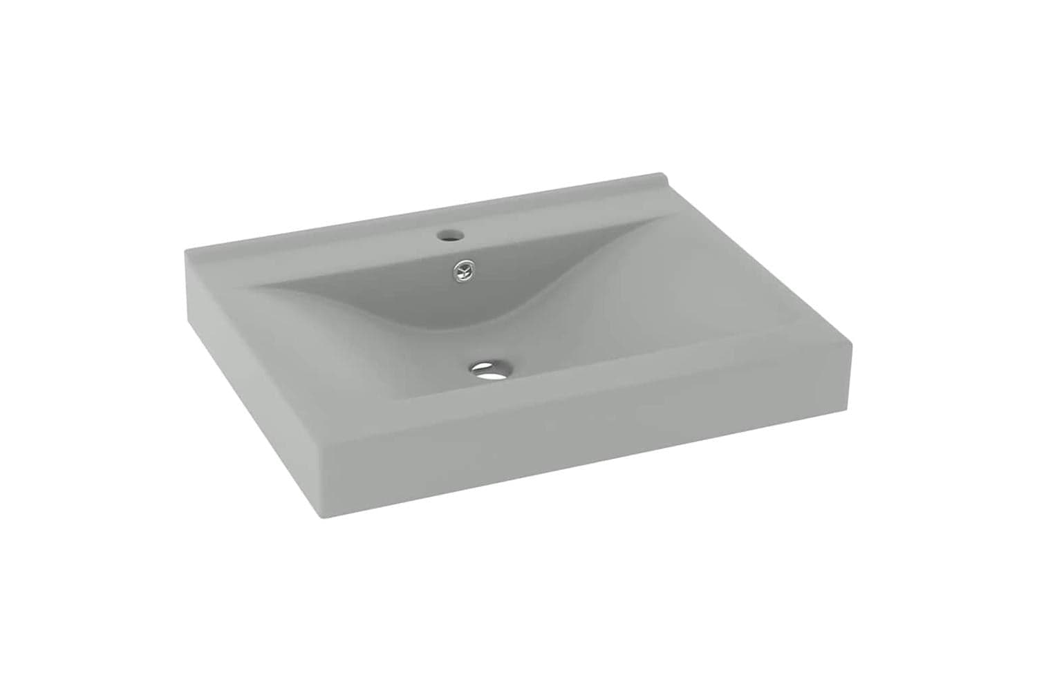 vidaXL 147026 Luxury Basin With Faucet Hole Matt Light Grey 60x46cm Ceramic