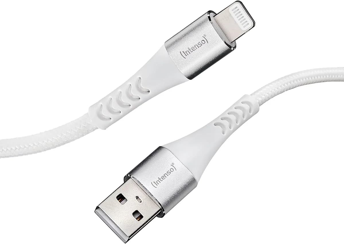 Intenso A315L USB-A to Lightning Nylon Cable 1.5m 12W - White | 7902102