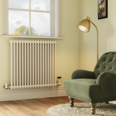 Reggio White Horizontal Double Column Radiator 800x830mm 3713 BTU - Cast Iron Style
