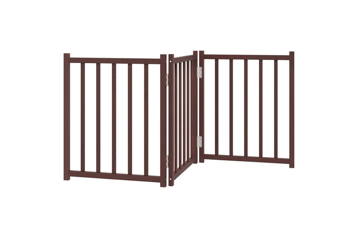 Vidaxl Dog Gate Foldable 3 Panels Brown Oak 150 Cm Solid Wood Fir