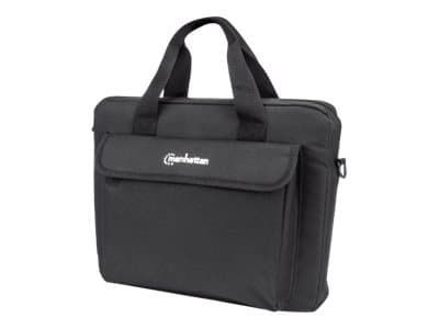 MANHATTAN - London Laptop Bag 12.5", Top Loader, Black, LOW COST, Accessories Pocket, Shoulder Strap (removable), Notebook Case, Three Year Warranty - notebook carrying case